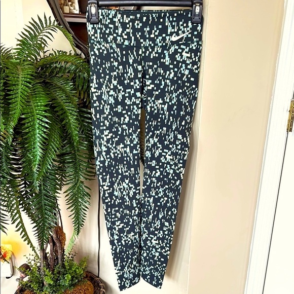 Nike Dri-Fit Power Legendary Printed Mid Rise Training Tights Geometric Leggings - Picture 1 of 16